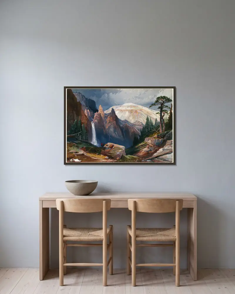 Tower Falls and Sulphur Mountain, Yellowstone av Thomas Moran inramad på en vägg