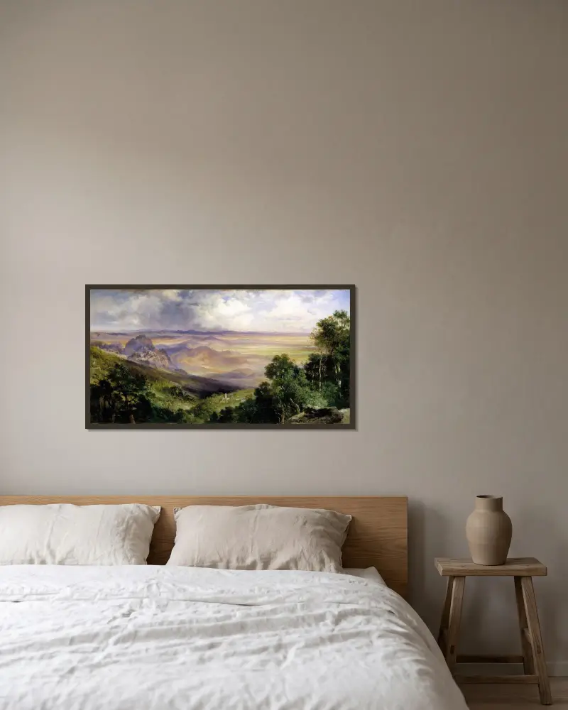 Dalen vid Cuernavaca av Thomas Moran inramad på en vägg