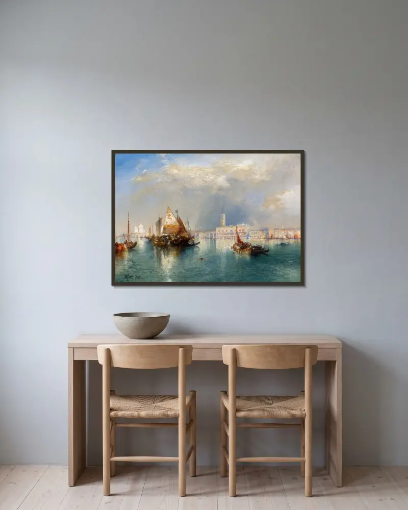 Venedig av Thomas Moran inramad på en vägg