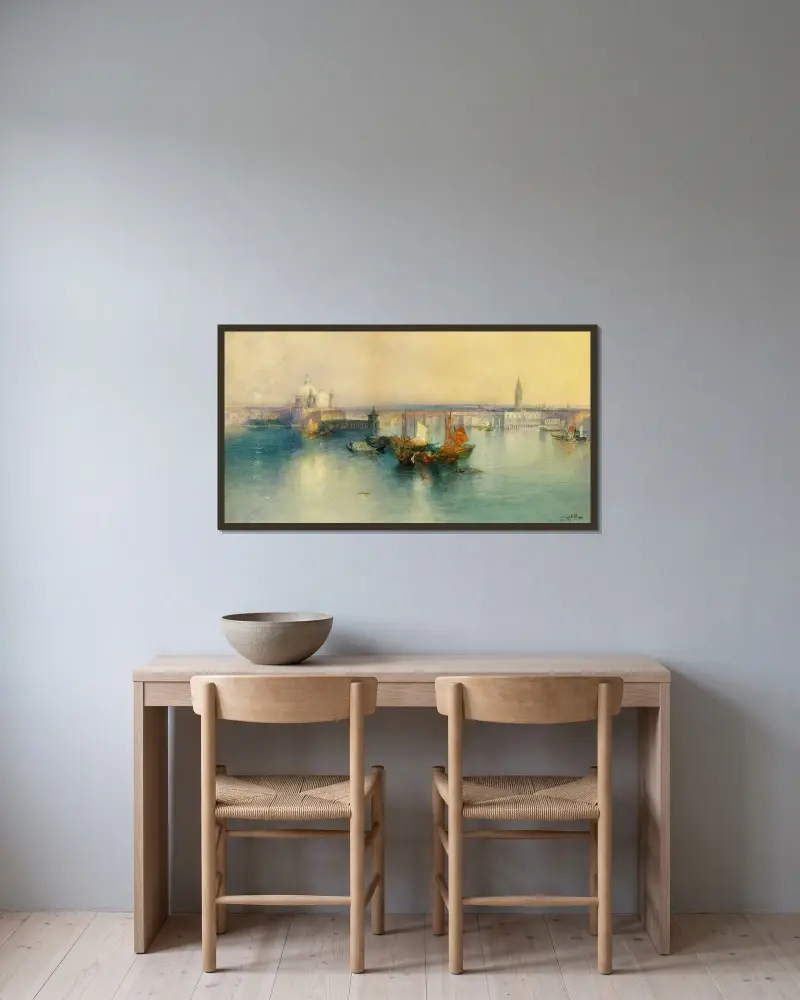 Venedig från San Giorgio-tornet av Thomas Moran inramad på en vägg