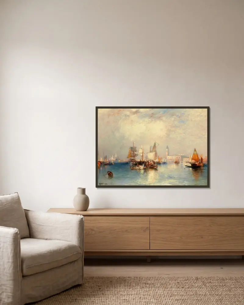 Venedig, Canal Grande av Thomas Moran inramad på en vägg