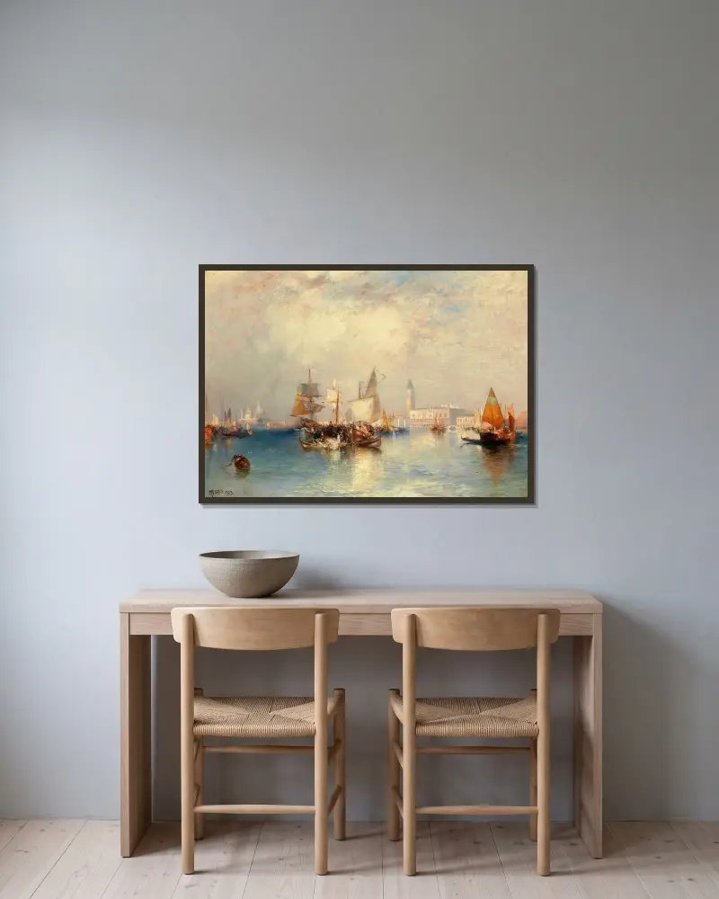 Venedig, Canal Grande av Thomas Moran inramad på en vägg