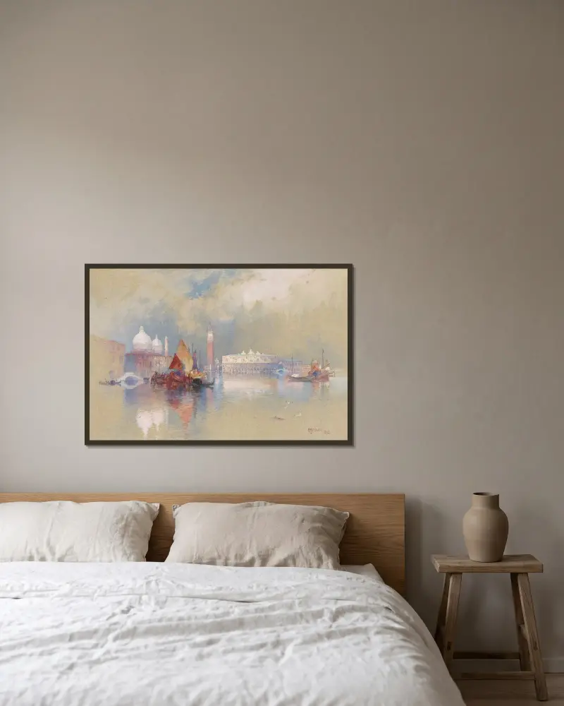 Vy över Venedig av Thomas Moran inramad på en vägg