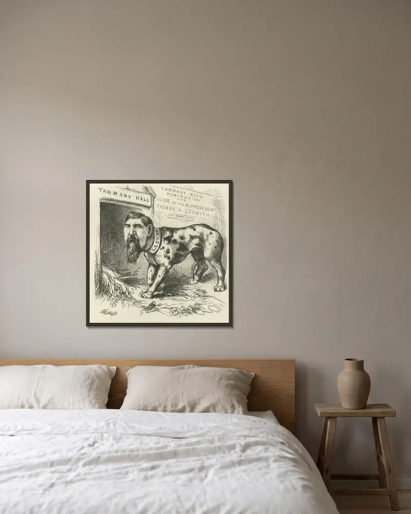 Pies powraca do swoich wymiotów, Thomas Nast w ramie na ścianie