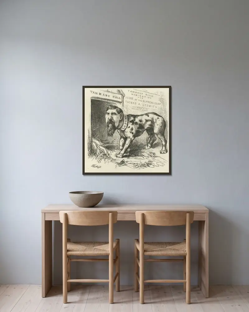 Pies powraca do swoich wymiotów, Thomas Nast w ramie na ścianie