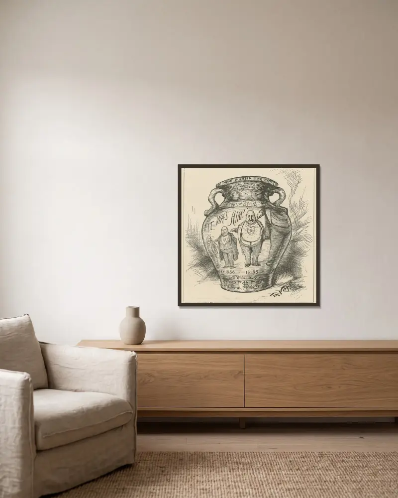 Eine politische „Zusammenbindung“ von Thomas Nast gerahmt an einer Wand