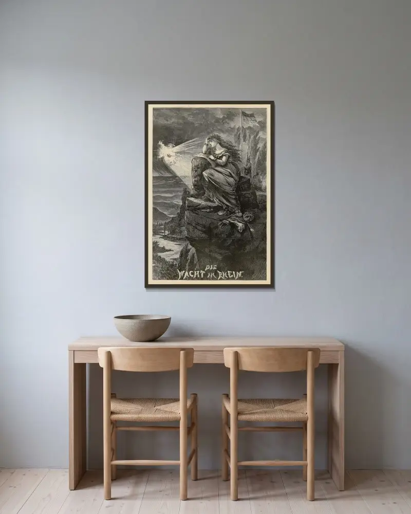 Die wacht am Rhein av Thomas Nast inramad på en vägg