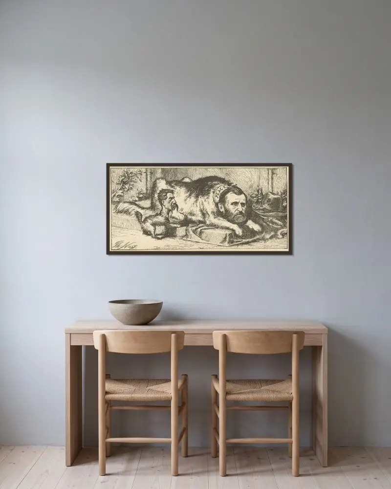 Värdighet och fräckhet av Thomas Nast inramad på en vägg