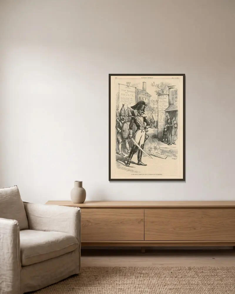 Im Namen der Freiheit, warum uniformiert ihr nicht die Steuereintreiber der USA von Thomas Nast gerahmt an einer Wand
