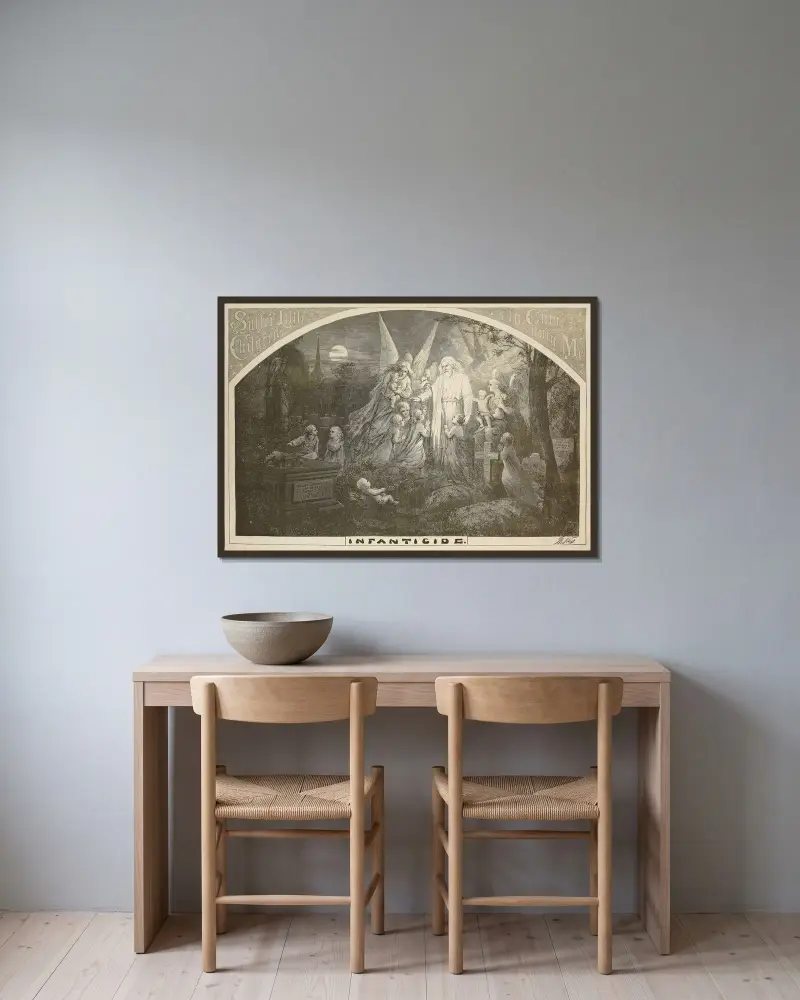 Barnamord av Thomas Nast inramad på en vägg
