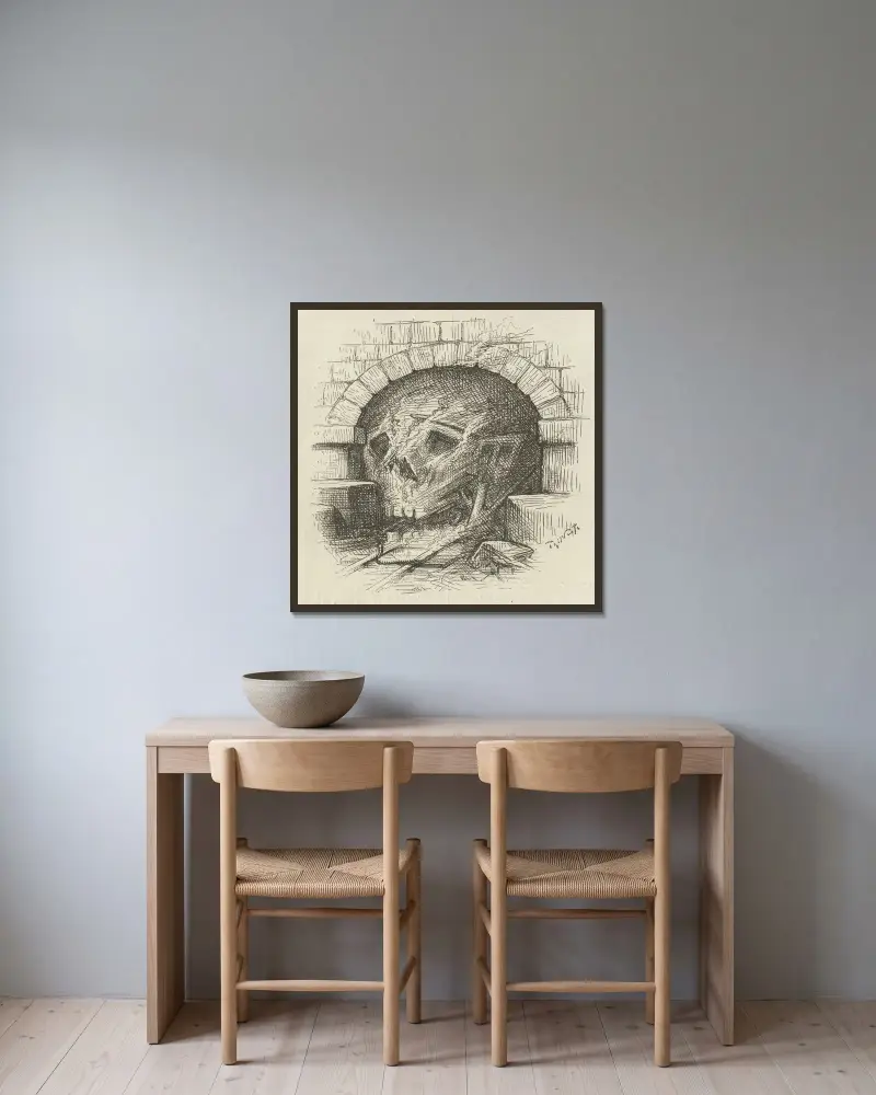 In den Rachen des Todes von Thomas Nast gerahmt an einer Wand