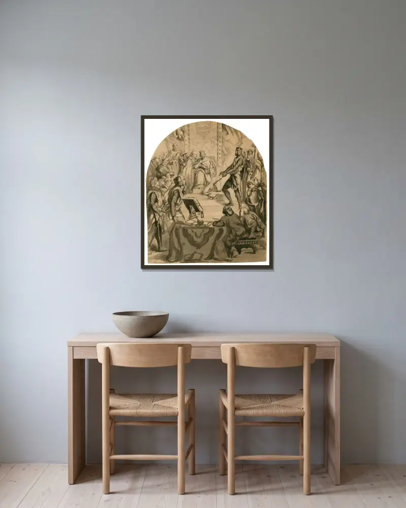 Kung John av Thomas Nast inramad på en vägg