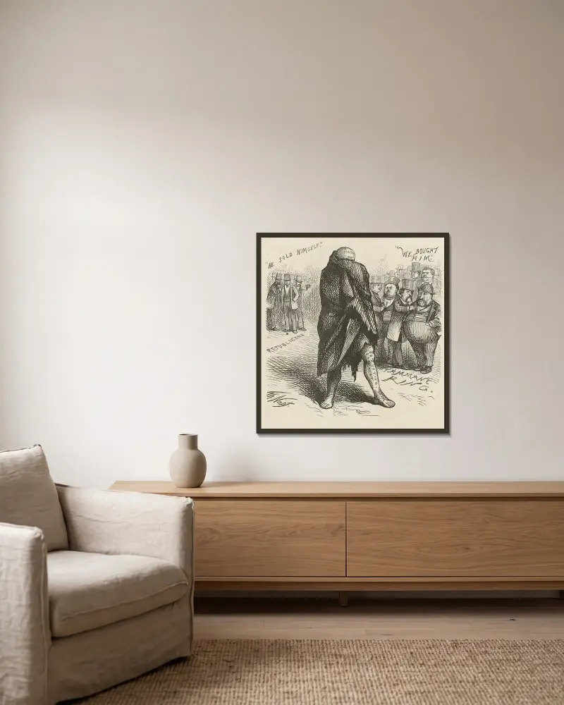 Bered plats för den spetälske av Thomas Nast inramad på en vägg