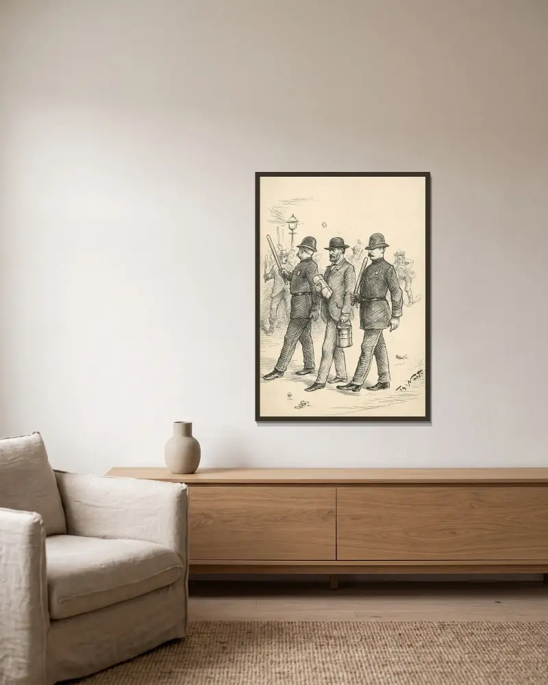 Zu diesem Triumph unserer republikanischen Regierungsform muss der ehrliche Arbeiter, zufrieden mit seinem Arbeitgeber, seinem Lohn ... von Thomas Nast gerahmt an einer Wand