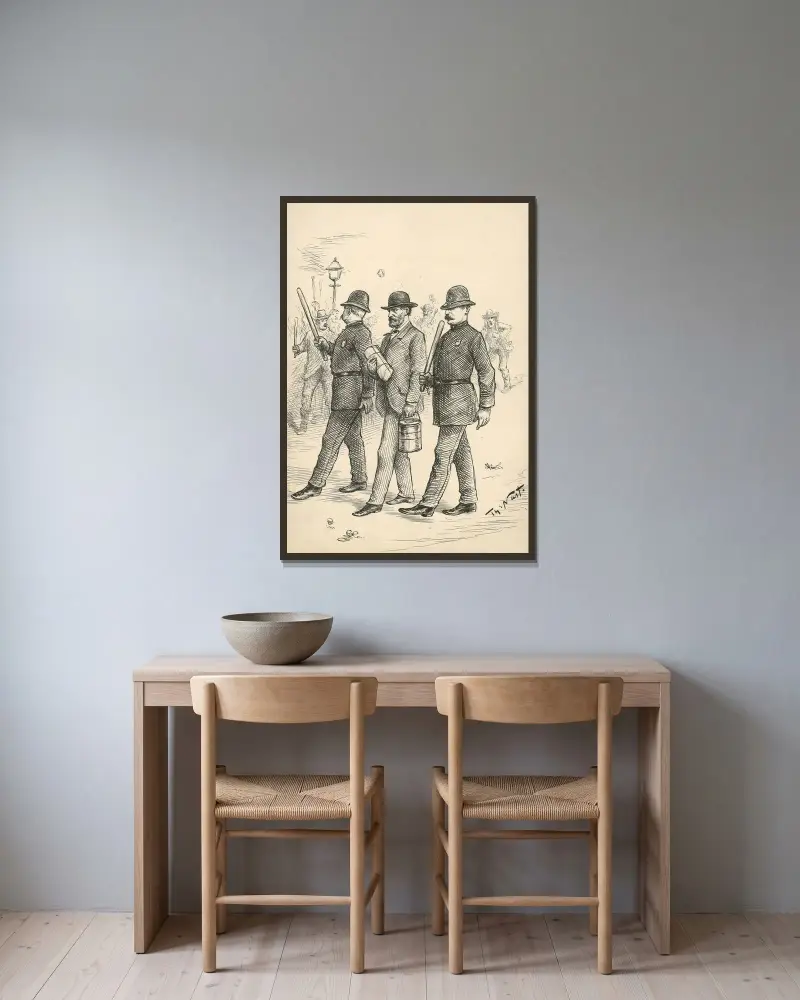 Zu diesem Triumph unserer republikanischen Regierungsform muss der ehrliche Arbeiter, zufrieden mit seinem Arbeitgeber, seinem Lohn ... von Thomas Nast gerahmt an einer Wand