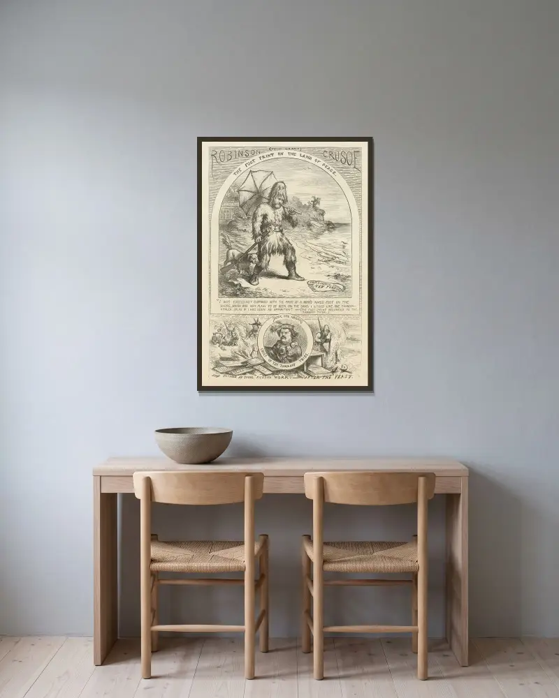 Robinson Crusoe – ślad stopy w krainie pokoju, Thomas Nast w ramie na ścianie