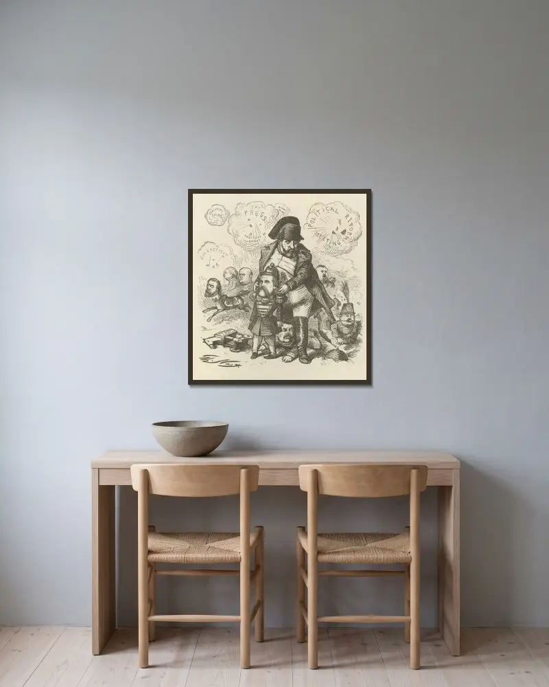 Elddopet av Thomas Nast inramad på en vägg