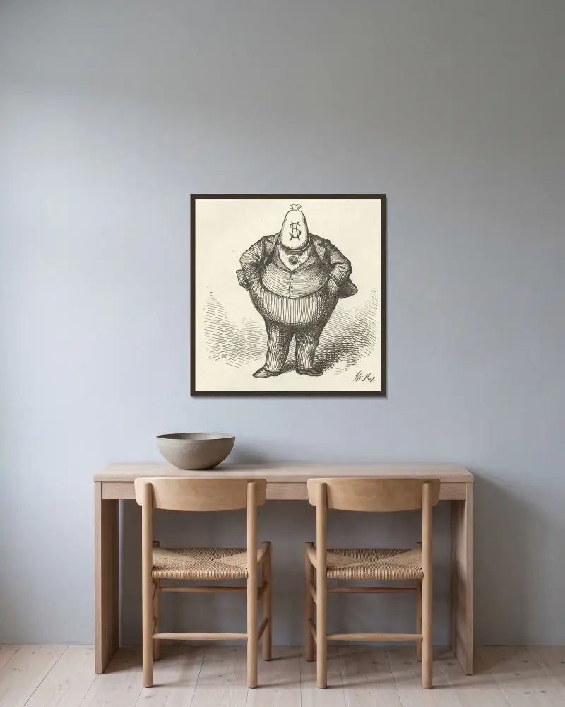 The ‘brains’ av Thomas Nast inramad på en vägg