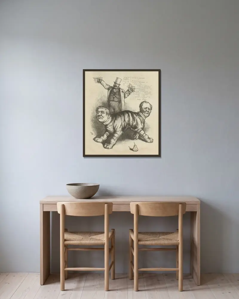 The democratic (deformed) tiger ‘fixed’. av Thomas Nast inramad på en vägg