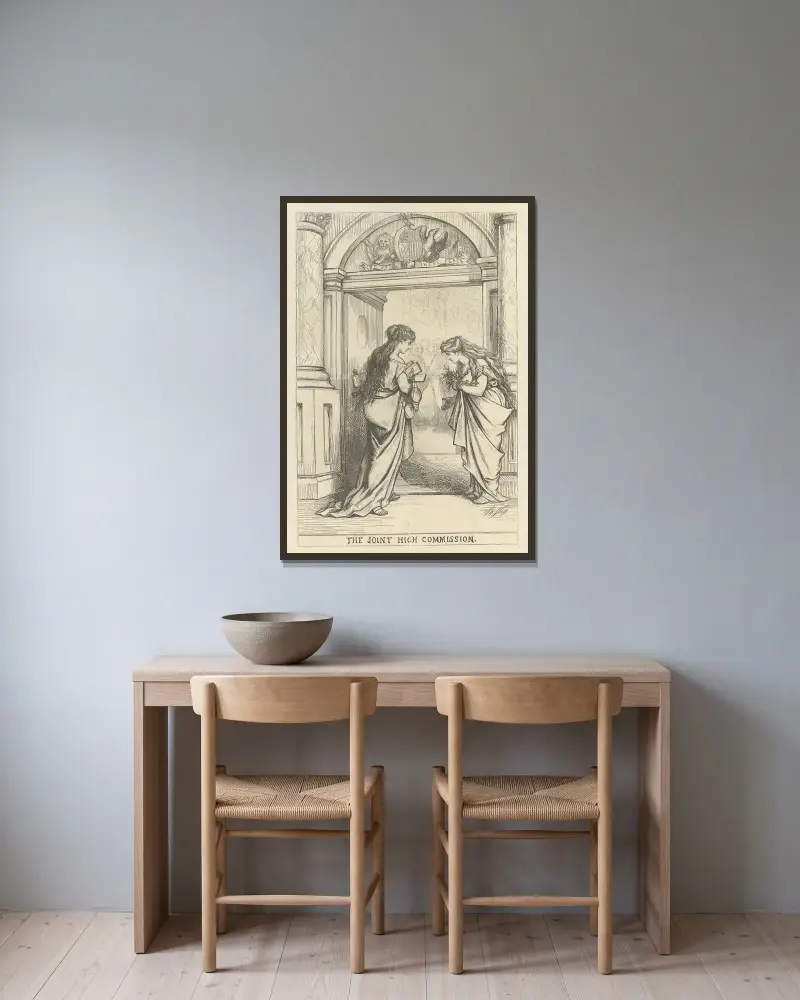 Die gemeinsame Hochkommission von Thomas Nast gerahmt an einer Wand