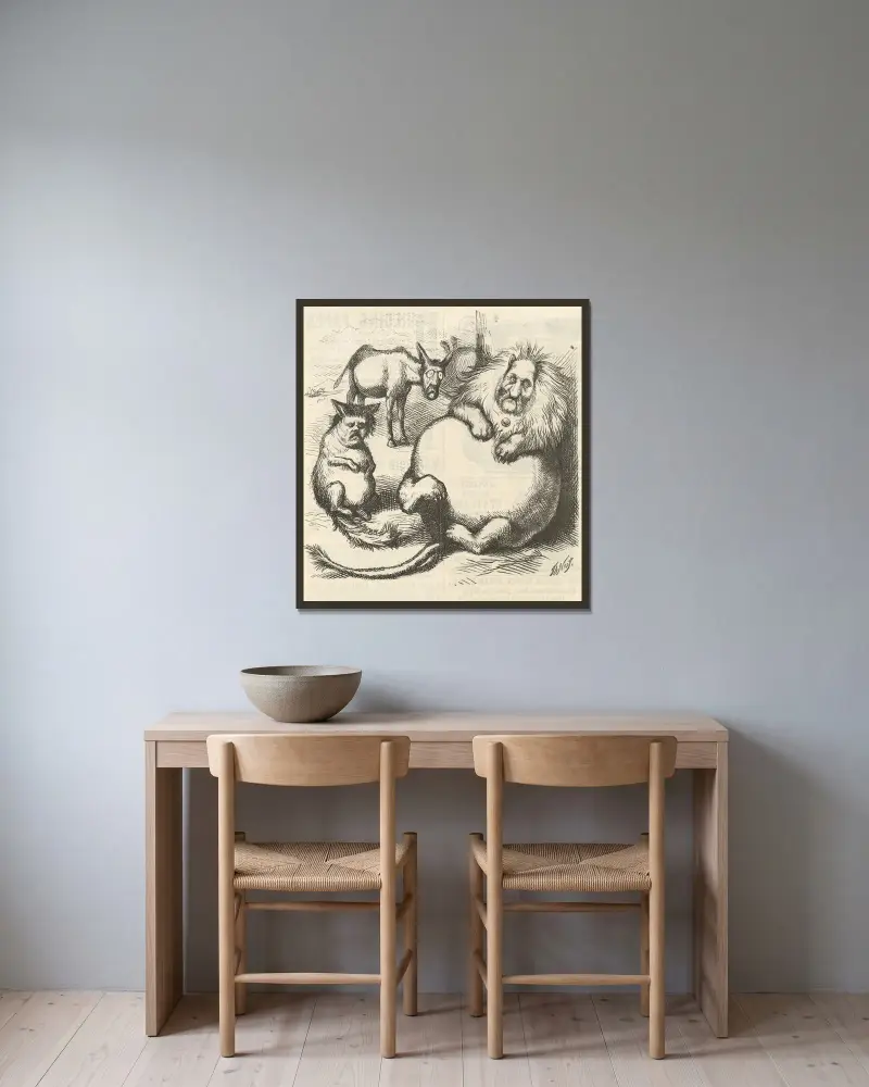The lion’s share av Thomas Nast inramad på en vägg