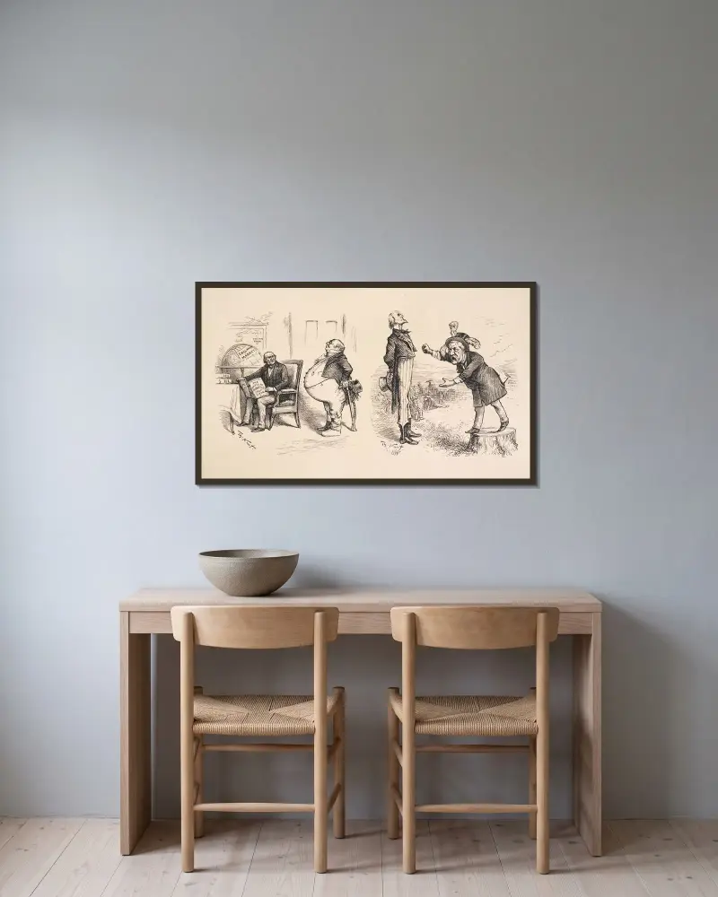 The two Gladstones av Thomas Nast inramad på en vägg