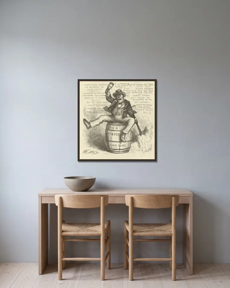 Det vanliga irländska sättet att göra saker av Thomas Nast inramad på en vägg