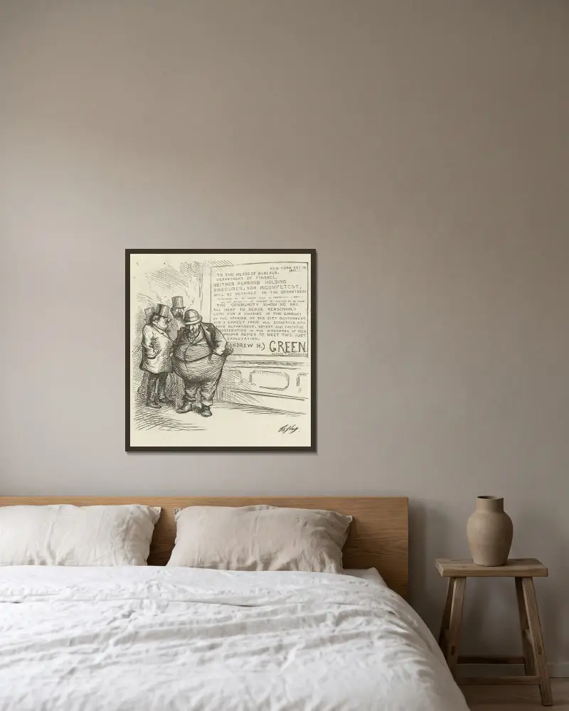 Bärandet av grönt av Thomas Nast inramad på en vägg