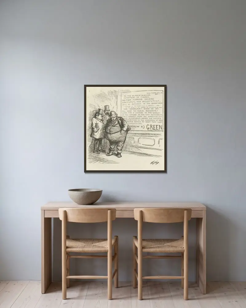 Bärandet av grönt av Thomas Nast inramad på en vägg