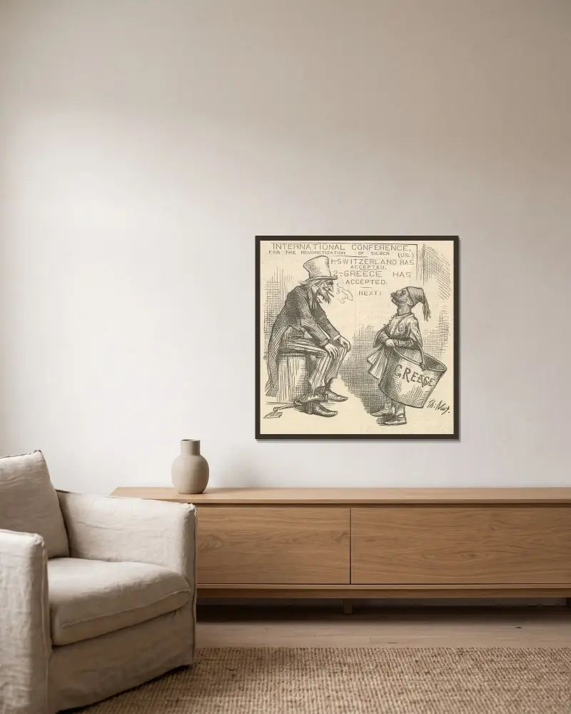 Sie kommen, Uncle Sam von Thomas Nast gerahmt an einer Wand