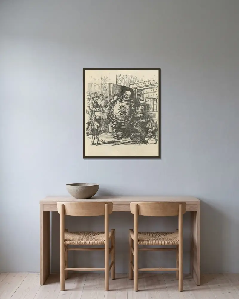Tweedledee and Sweedledum av Thomas Nast inramad på en vägg
