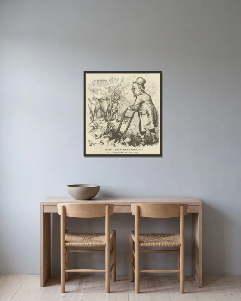 Was ich über die Landwirtschaft weiß von Thomas Nast gerahmt an einer Wand