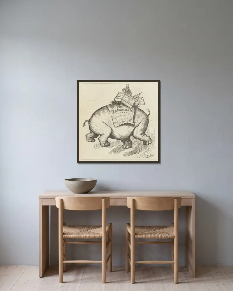 Whoa von Thomas Nast gerahmt an einer Wand