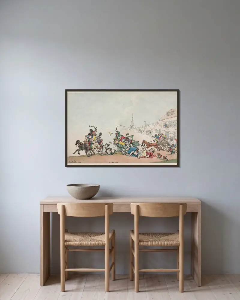 Závod vozů, Thomas Rowlandson v rámu na stěně