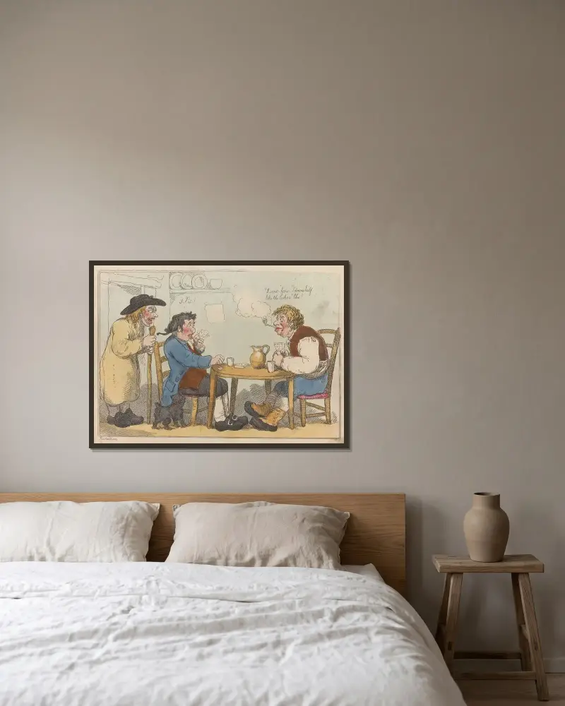 Ett parti put i en lantkrog av Thomas Rowlandson inramad på en vägg