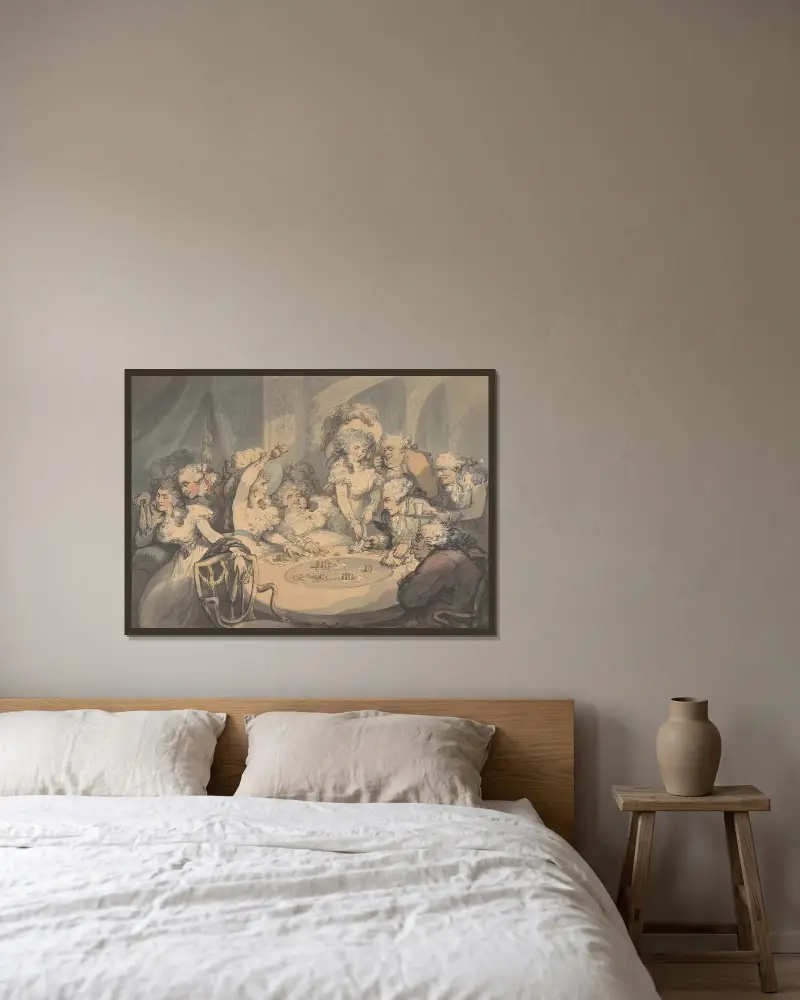 Ein Spieltisch in Devonshire House von Thomas Rowlandson gerahmt an einer Wand