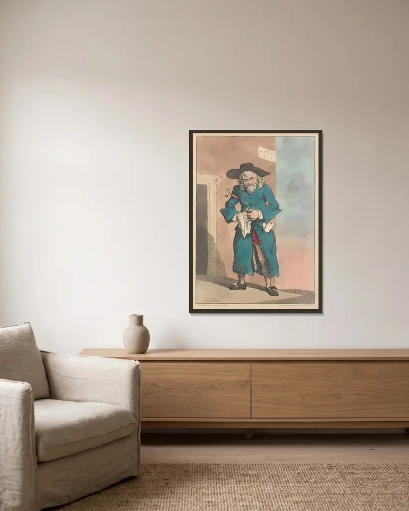 En judisk mäklare av Thomas Rowlandson inramad på en vägg