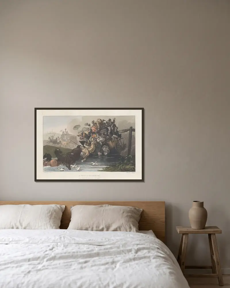En resa till Scarbro’ av Thomas Rowlandson inramad på en vägg