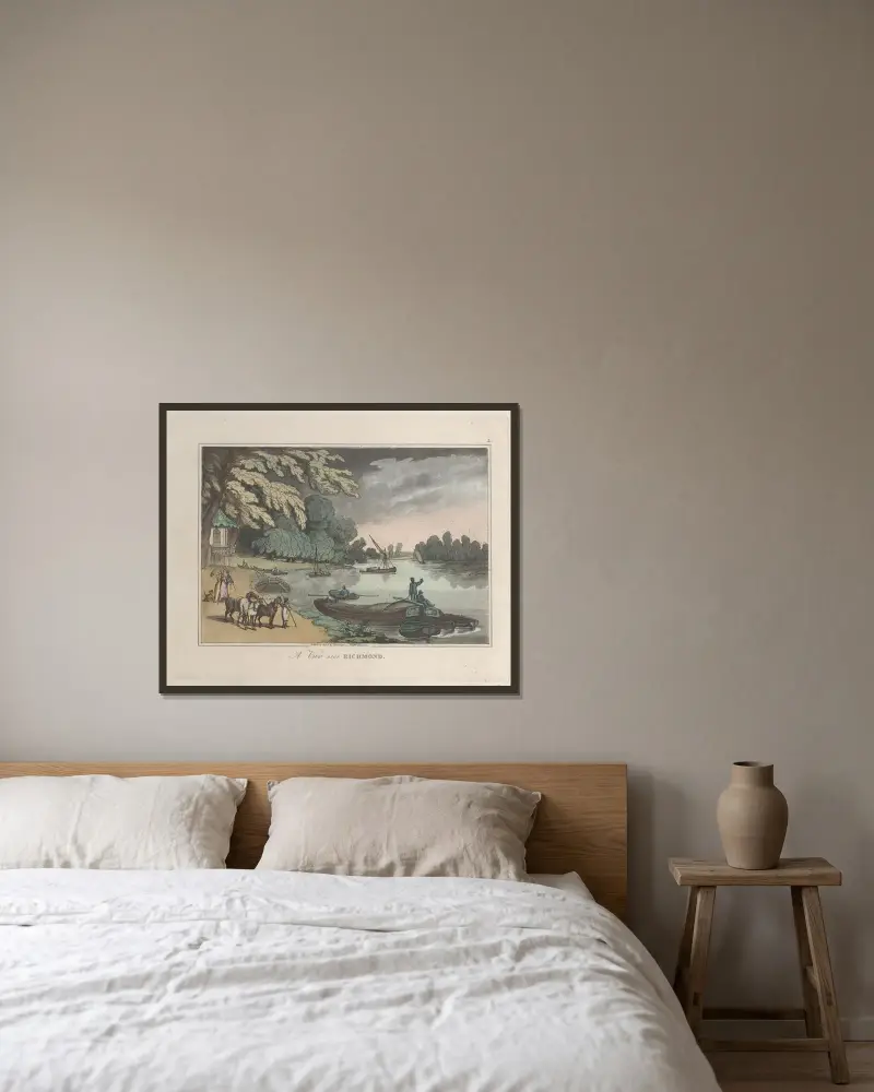 Utsikt nära Richmond av Thomas Rowlandson inramad på en vägg