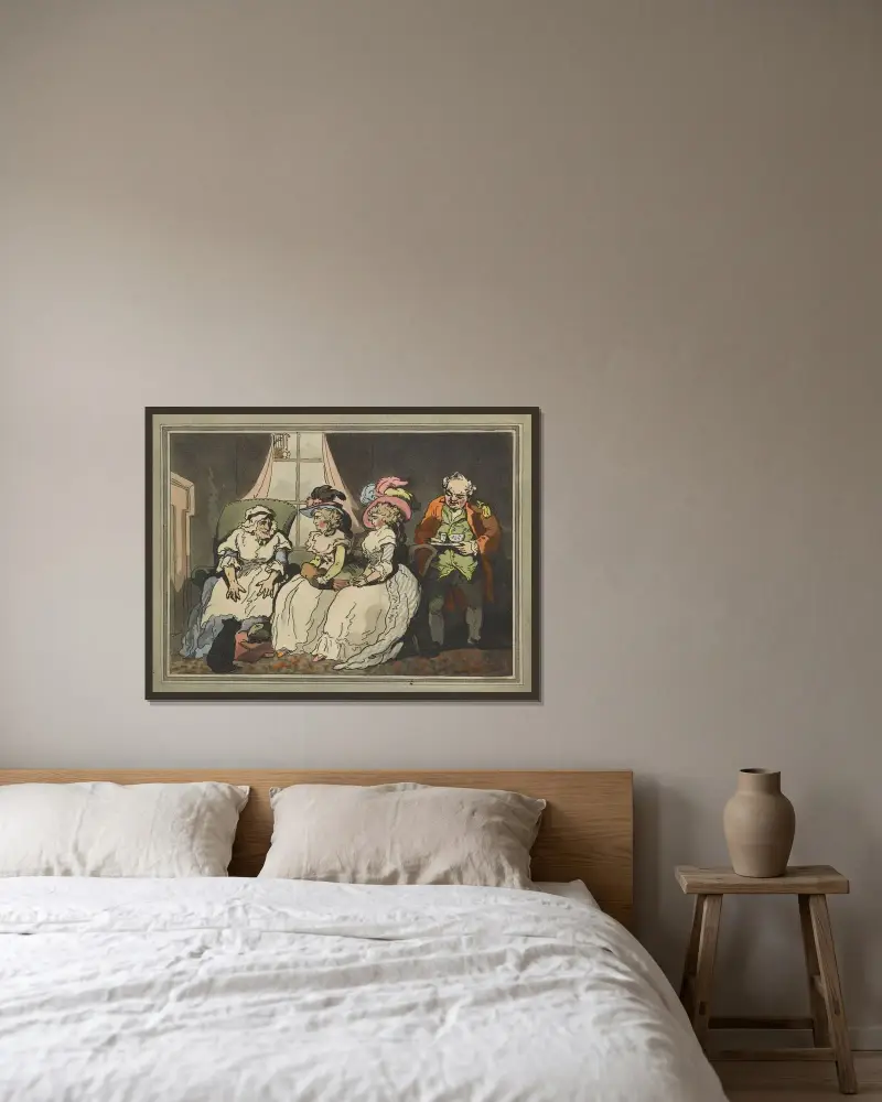 A visit to the aunt, Thomas Rowlandson v rámu na stěně