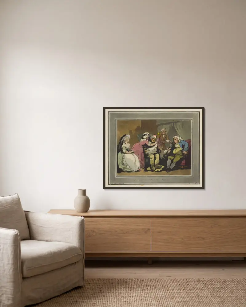 Ett besök hos farbrodern av Thomas Rowlandson inramad på en vägg