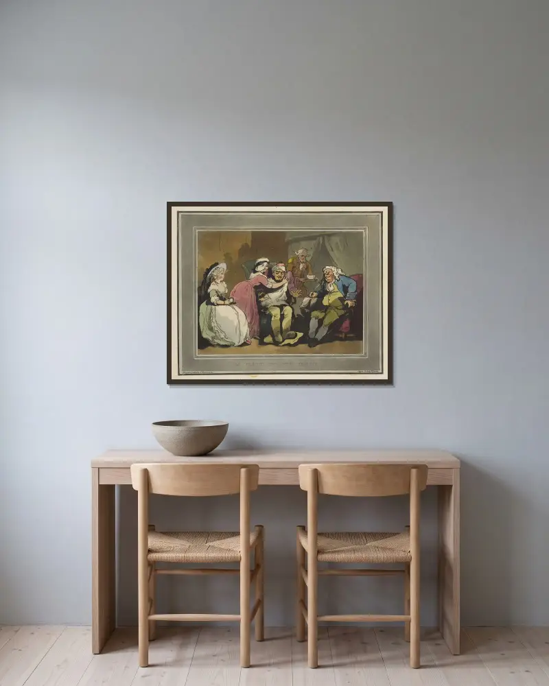 Ett besök hos farbrodern av Thomas Rowlandson inramad på en vägg