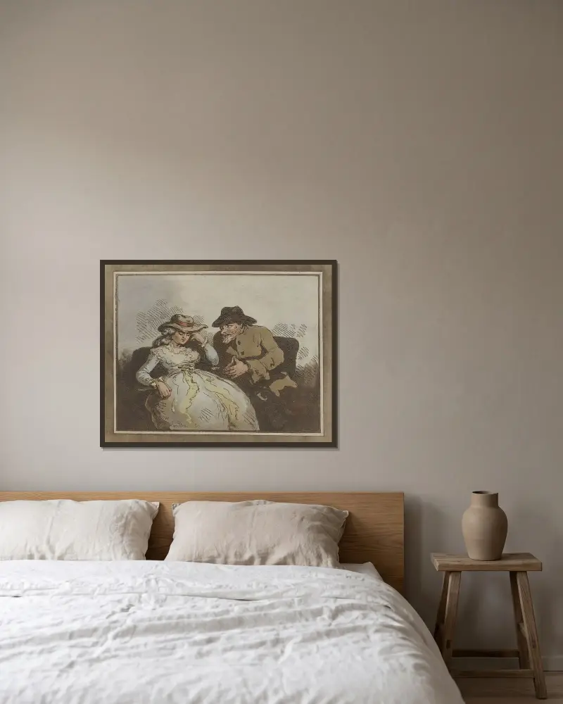 Admiring Jew av Thomas Rowlandson inramad på en vägg