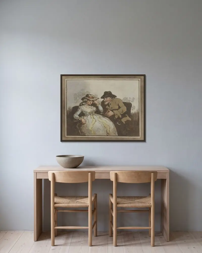 Admiring Jew av Thomas Rowlandson inramad på en vägg