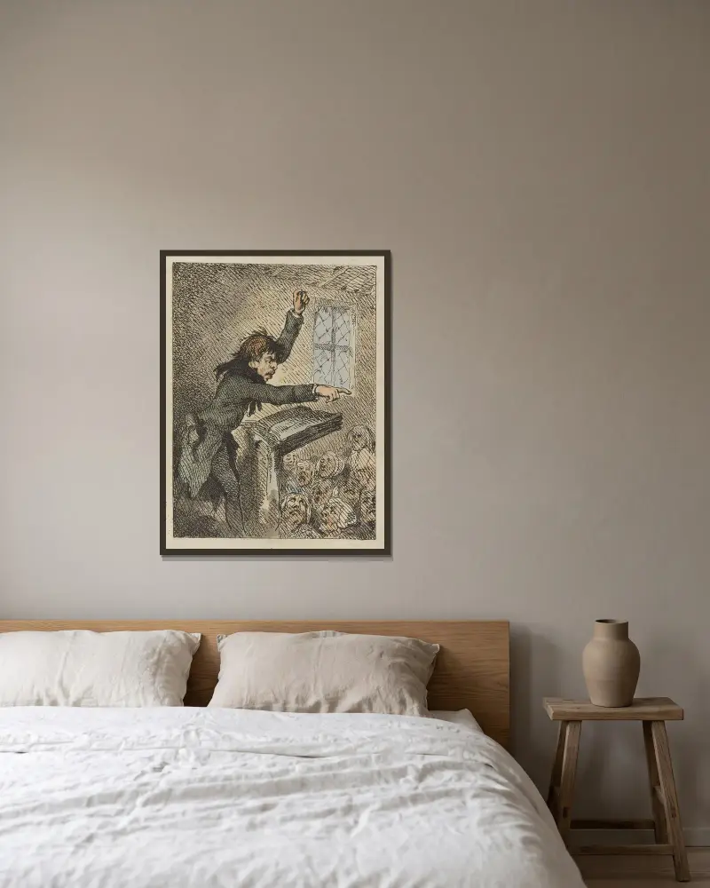 En essä om det sublima och vackra av Thomas Rowlandson inramad på en vägg
