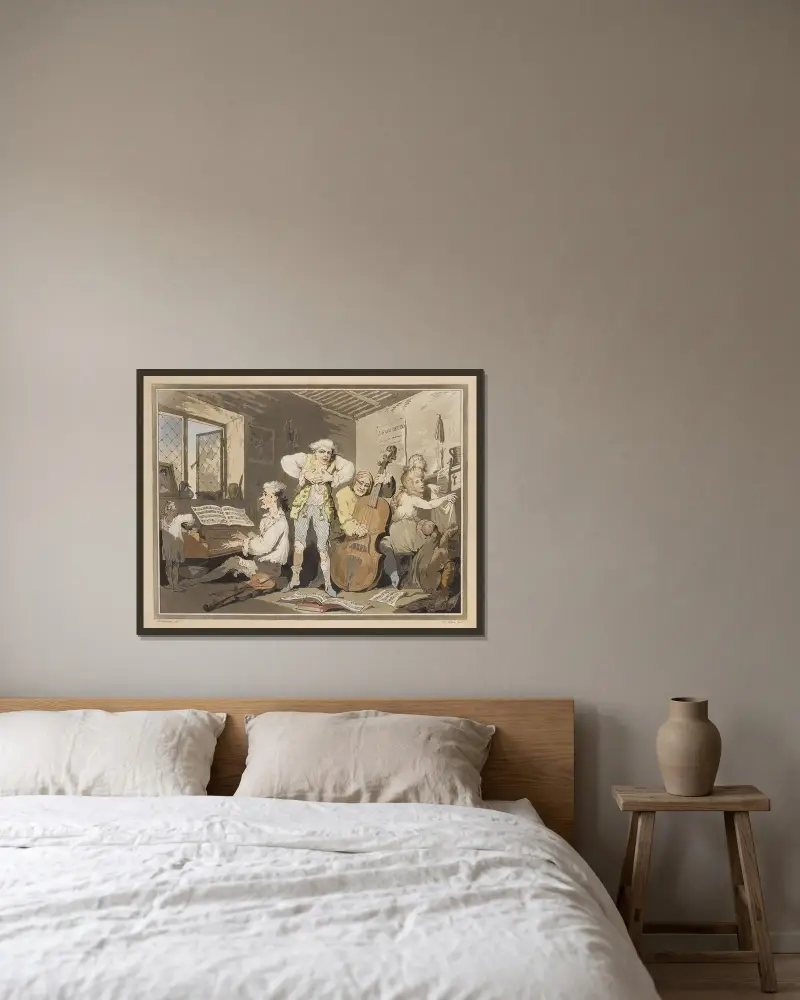 En italiensk familj av Thomas Rowlandson inramad på en vägg