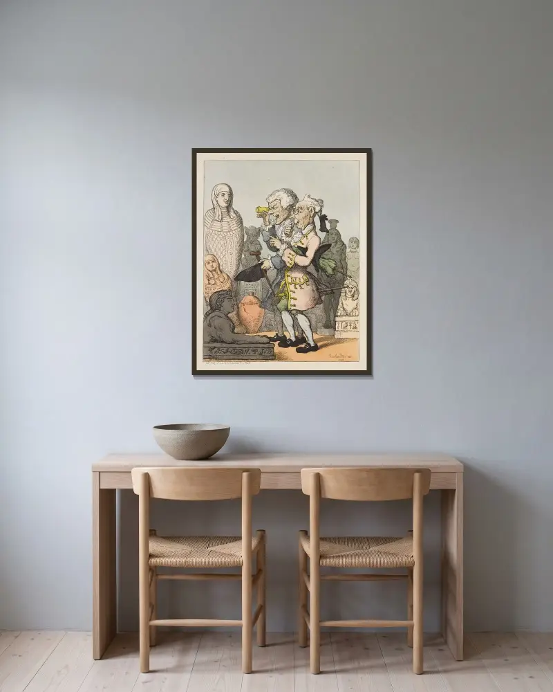 Antikvarier. På grekiskt vis av Thomas Rowlandson inramad på en vägg