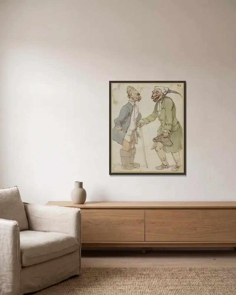 Skönheter av Thomas Rowlandson inramad på en vägg