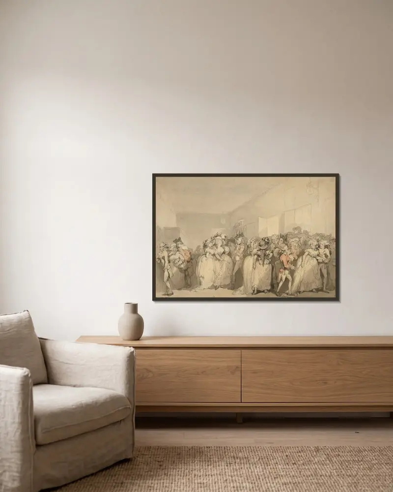 Box-Lobby Loungers av Thomas Rowlandson inramad på en vägg