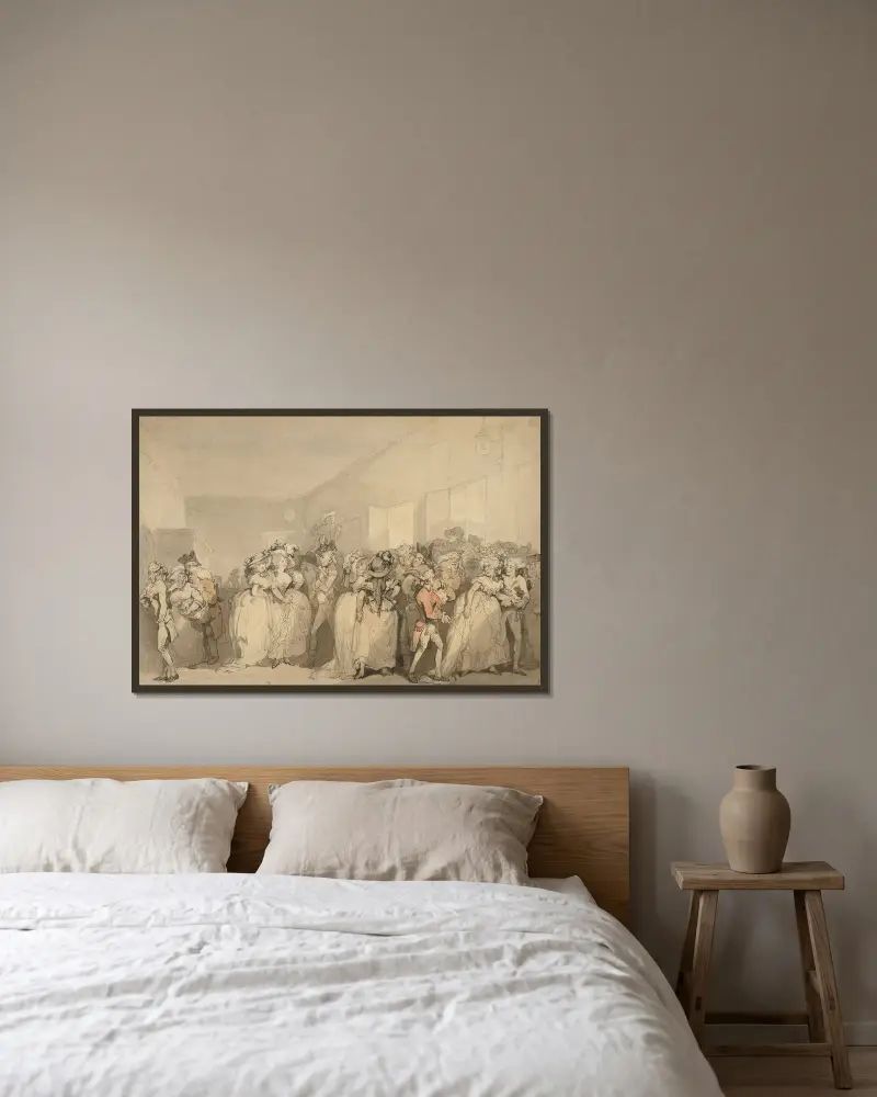 Box-Lobby Loungers av Thomas Rowlandson inramad på en vägg